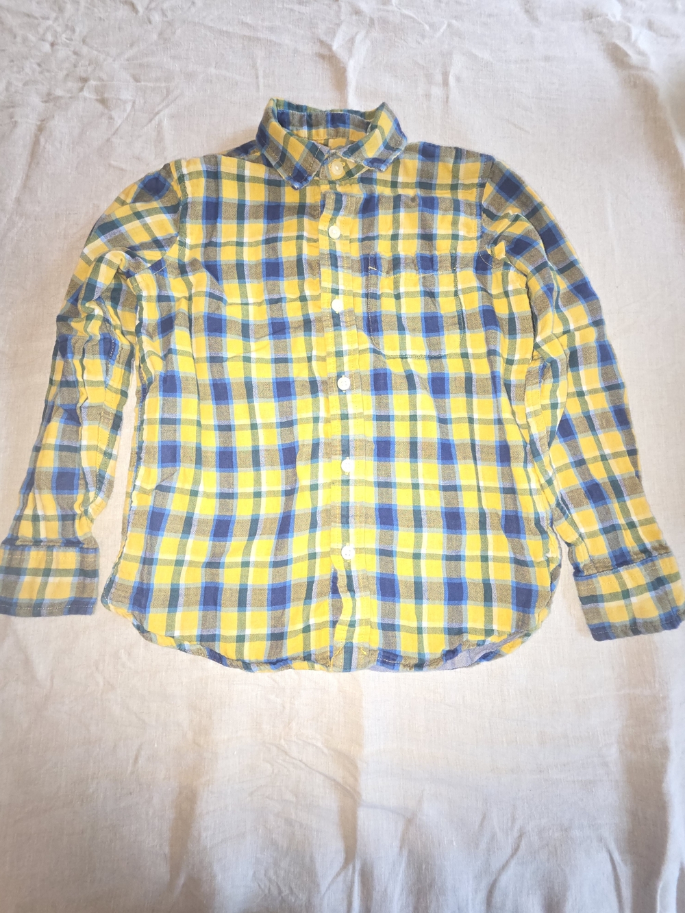 Kids Yellow & Blue Plaid Button-Up Shirt